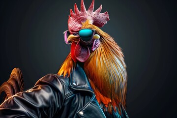 A blue bird wearing sunglasses and a hat. Printable design for t-shirts. Beautiful simple AI generated image in 4K, unique.