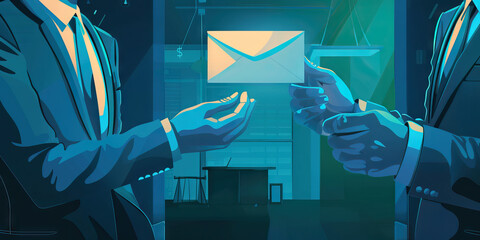 Business Email Compromise: A graphic depicting a business email compromise scam, where fraudsters impersonate company executives to trick employees into transferring money or sensitive information