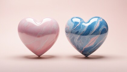 Light blue and pink marble object in the shape of a heart, valentines day/love topics/mothers day