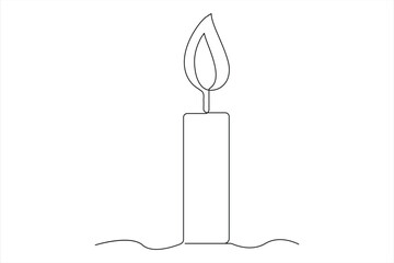 Naklejka premium Burning fire candle continuous one line drawing vector isolated on white Vector illustration 