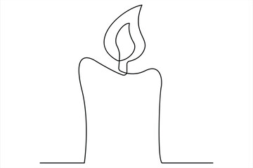 Burning fire candle continuous one line drawing vector isolated on white Vector illustration
