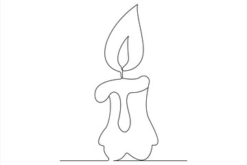Burning fire candle continuous one line drawing vector isolated on white Vector illustration

