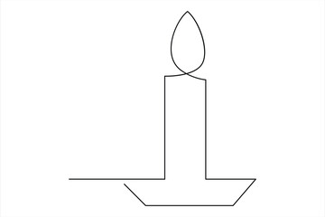Burning fire candle continuous one line drawing vector isolated on white Vector illustration

