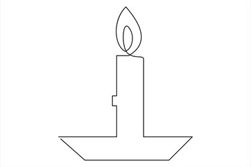 Burning fire candle continuous one line drawing vector isolated on white Vector illustration
