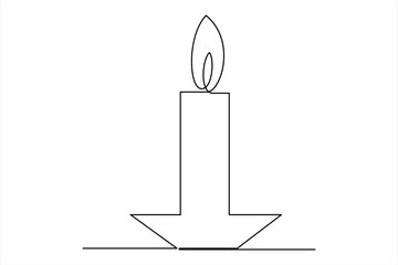 Burning fire candle continuous one line drawing vector isolated on white Vector illustration
