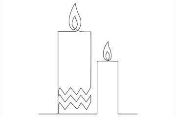 Burning fire candle continuous one line drawing vector isolated on white Vector illustration
