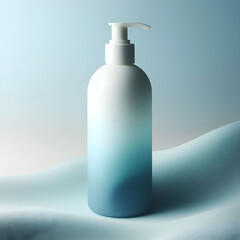 Soothing Gradient Facial Cleanser, Serene Blue to Soft White Transition in Elegant Bottle Design, Gentle Skincare, Calming Cleanse