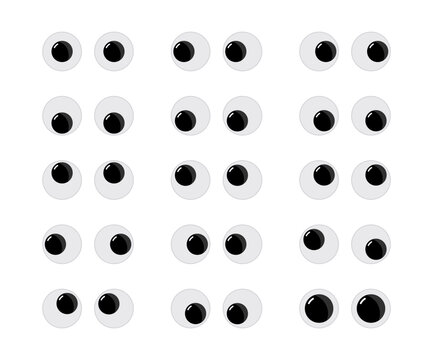 Googly eyes. Wobbly animated puppet Toy eyes set. Eyeball emotions