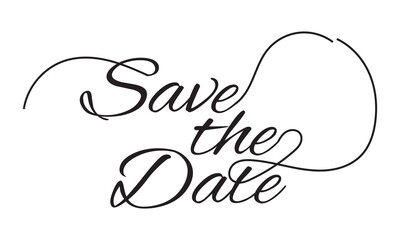 Handwritten modern brush calligraphy Save the date isolated on white background  for wedding invitation. Vector illustration. EPS 10