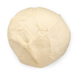 Fresh raw homemade dough isolated on white, top view