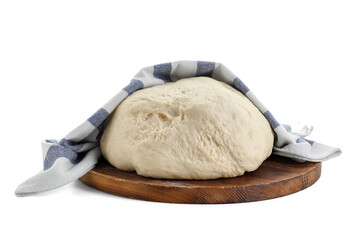 Raw dough and napkin isolated on white