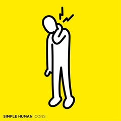 シンプルな人間のアイコンシリーズ,首が痛い人