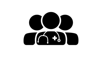 group of doctors, black isolated silhouette