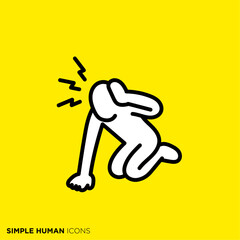 シンプルな人間のアイコンシリーズ,頭痛でしゃがみ込む人