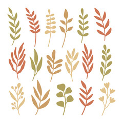  Set of leaves illustration vector