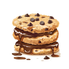 cookies with chocolate chips. Cookie day isolated vector illustration, logo, icon