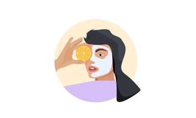 Make up face woman, facial skin care mask, orange face mask