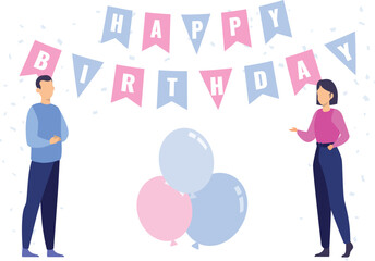 Boy and girl celebrating birthday.