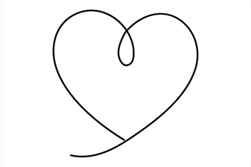 Heart continuous one line art drawing color shape Love sign outline Vector illustration
