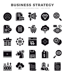 Set of 25 Business Strategy Glyph Icons Pack.