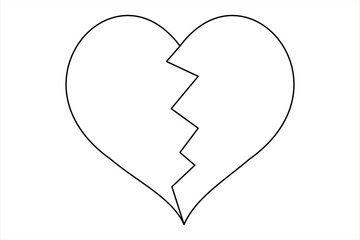 Heart continuous one line art drawing color shape Love sign outline Vector illustration
