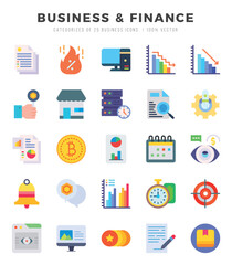 Set of Flat Business & Finance Icons. Flat art icon. Vector illustration