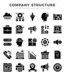 Set of Company Structure icons in Glyph style. Glyph Icons symbol collection.