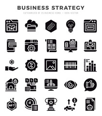Business Strategy Icons Pack. Glyph icons set. Glyph icon collection set.