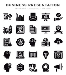 Set of Business Presentation Icons. Simple line art style icons pack.