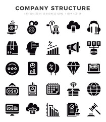 Company Structure Icons bundle. Glyph style Icons. Vector illustration.