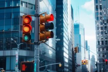 building new-york city traffic light. Beautiful simple AI generated image in 4K, unique.