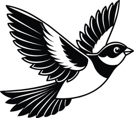 Sparrow silhouette vector illustration.