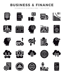 Business & Finance elements. Glyph web icon set. Simple vector illustration.