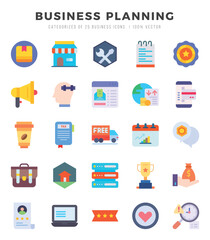 Collection of Business Planning 25 Flat Icons Pack.