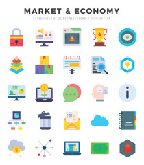 Market & Economy icons set for website and mobile site and apps.