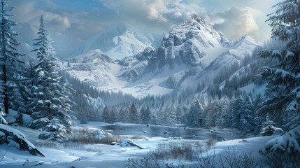 Mountain Winter Scene