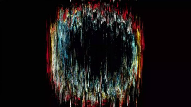 Abstract background with pixel noise artifacts. Glitched old-school screen with digital datamoshing VHS effect, an old analog video recording on tape cassette. Abstract data moshing distorted frame