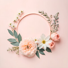 Minimalism Floral Elegance Collection 3d illustration for design circle with frame