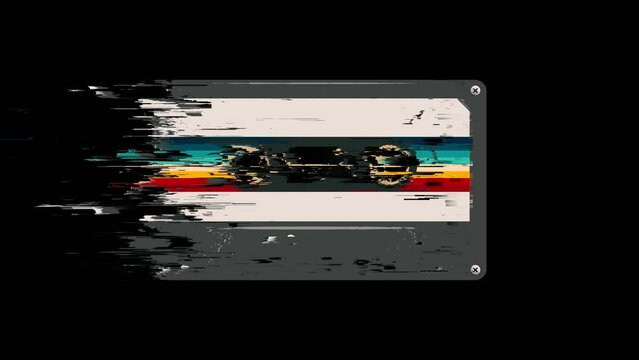Abstract background with pixel noise artifacts. Glitched old-school cassette with digital datamoshing VHS effect, an old analog video recording on tape cassette. Abstract data moshing distorted frame