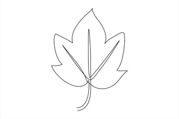 Continuous one line drawing of Leaf outline vector art illustration isolated on white background
