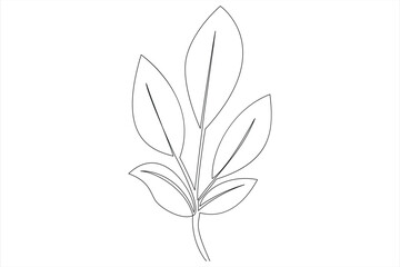 Continuous one line drawing of Leaf outline vector art illustration isolated on white background
