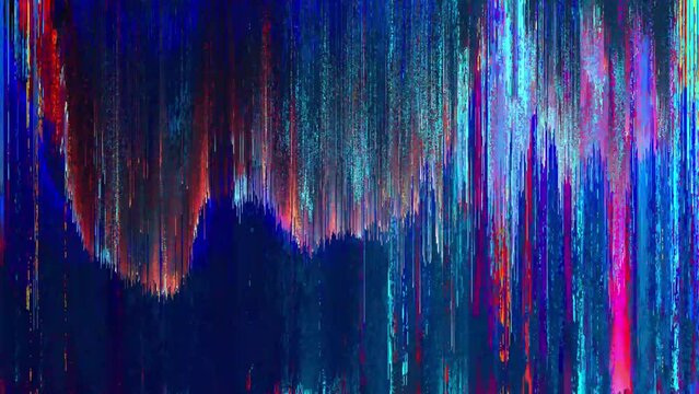 Abstract background with pixel noise artifacts. Glitched old-school screen with digital datamoshing VHS effect, an old analog video recording on tape cassette. Abstract data moshing distorted frame