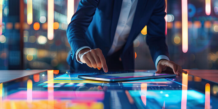 Digital Transformation: A board member using a digital tablet to review reports and data, highlighting the importance of technology in modern business practices