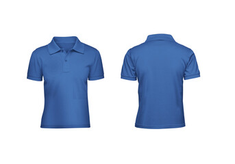 Ultimate Blank Mockup Set for Kids, Blue Polo Shirts with Front and Back Views Transparent...