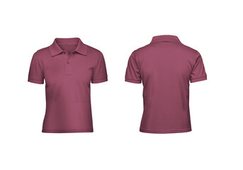 Ultimate Blank Mockup Set for Kids, Burgundy Polo Shirts with Front and Back Views Transparent...