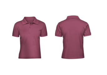 Ultimate Blank Mockup Set for Kids, Burgundy Polo Shirts with Front and Back Views Transparent Background Template.