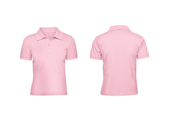 Ultimate Blank Mockup Set for Kids, Pink Polo Shirts with Front and Back Views Transparent...