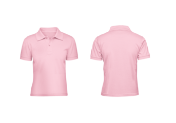 Ultimate Blank Mockup Set for Kids, Pink Polo Shirts with Front and Back Views Transparent Background Template.