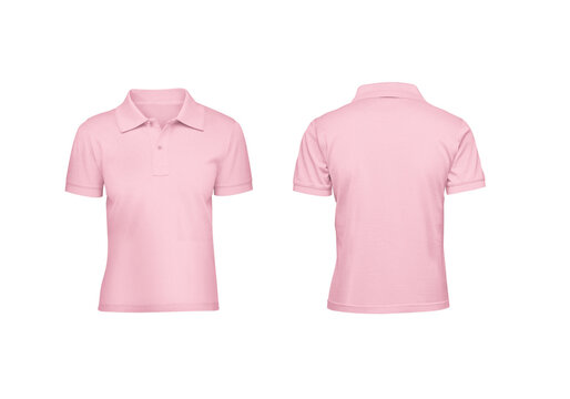 Ultimate Blank Mockup Set for Kids, Pink Polo Shirts with Front and Back Views Transparent Background Template.