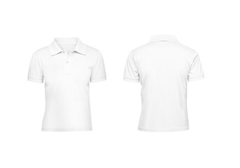 Ultimate Blank Mockup Set for Kids, White Polo Shirts with Front and Back Views Transparent Background Template.